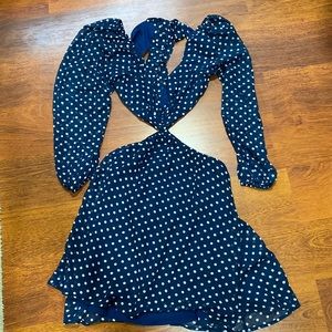 Forever 21 Navy Blue and White Polka Dot Dress